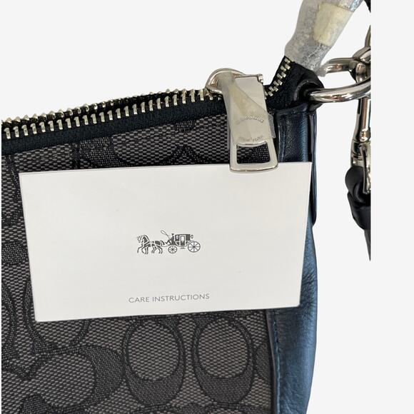 Coach Chelsea Black Smoke Signature Jacquard Leather Two Way Crossbody Bag - Picture 8 of 16